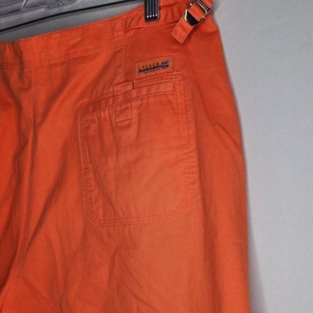 Lauren Ralph Lauren Womans NWT Twill Shorts 16 Tangerine Cotton Cinch Waist - Picture 7 of 13